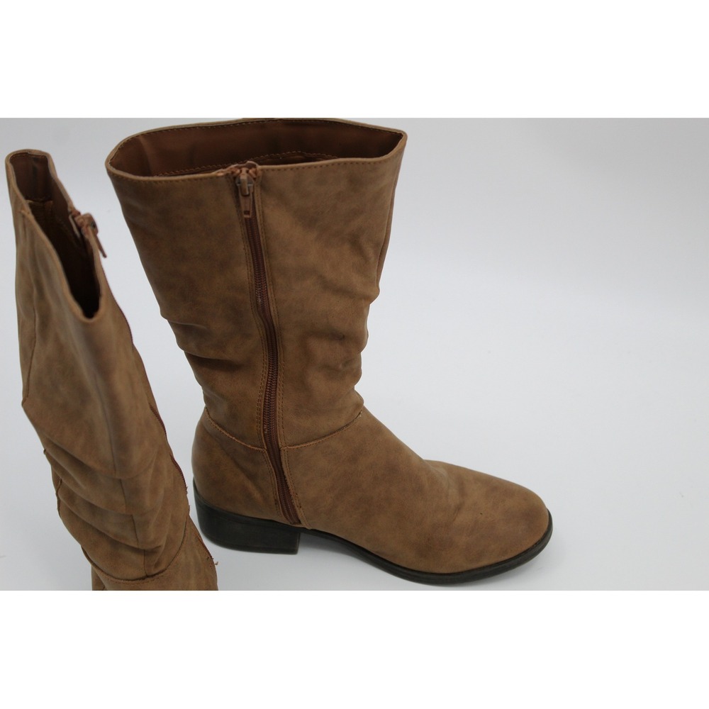 Womens Tan Brown Leather Slouchy Mid Calf Boots Size 6 - Picture 5 of 7